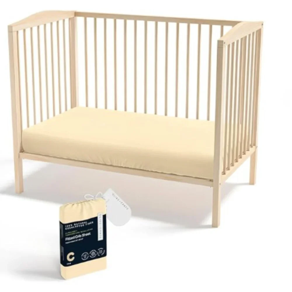 Eucalyptus Crib Sheet – Baby/Toddler – Cooling, Soft, 100% TENCEL – Olive Crate